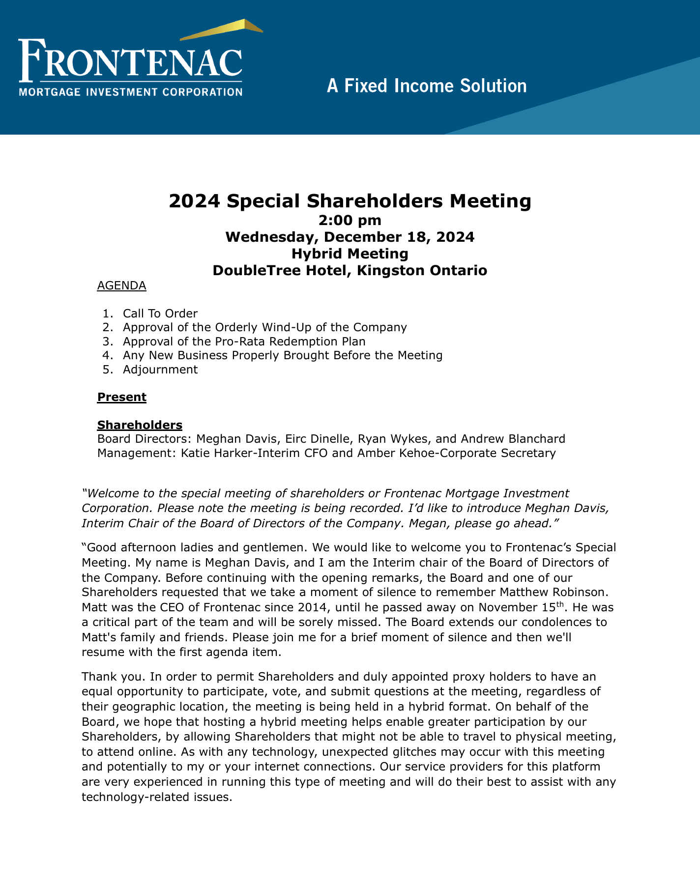 Minutes of Special Shareholders Meeting Image Preview